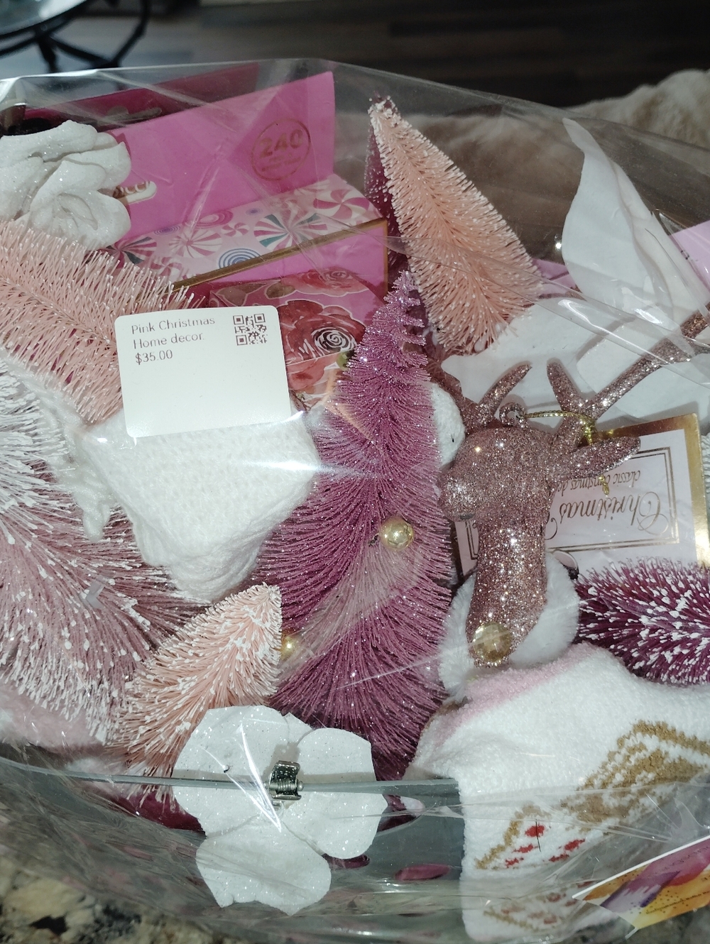 Pink Spa Gift Basket with Plush Socks & Bath Accessories - Picture 3 of 6